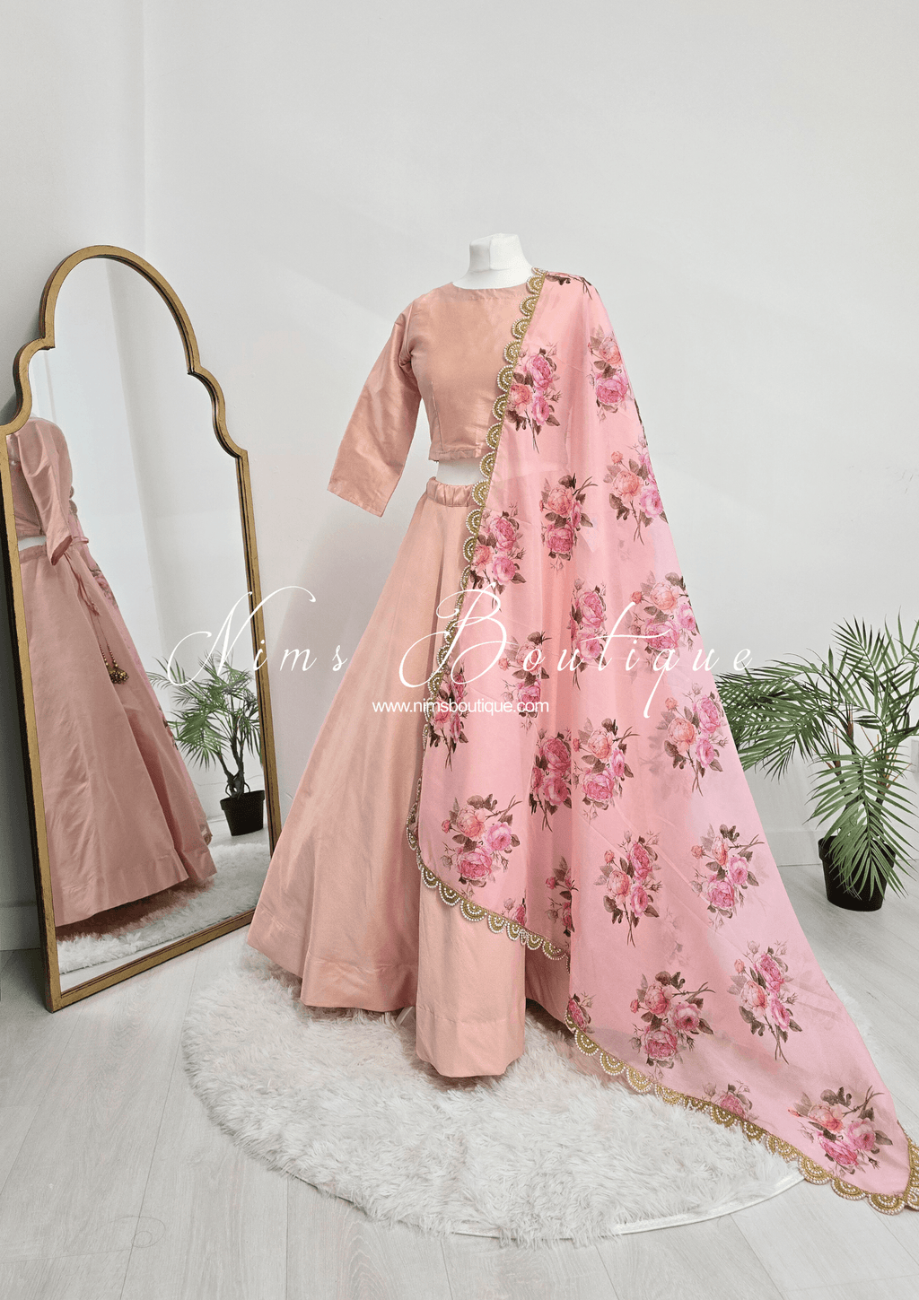 Nims Boutique Peach Pure Silk High Neck Blouse with sleeves size 4-20