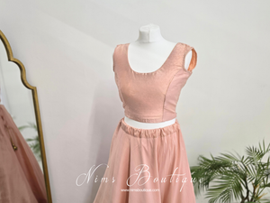 Sleeveless Peach Silk Blouse (4-18)