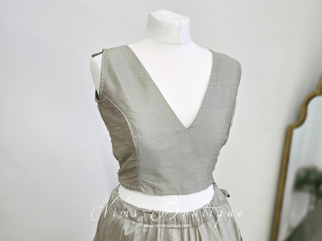Nims Boutique Rupa Sage Grey Luxury Silk Blouse size 4-22