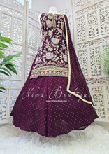 Dark Aubergine Embroidered Sharara Suit (Size 10-12)