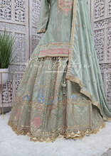 Luxury Mint Embroidered Sharara Suit (Size 12-14)