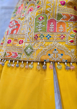 Mustard Multicolour Embroidered Sharara Suit (Size 12-14)