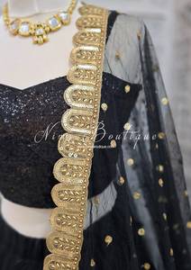 Mira Luxury Black Net Embroidered Dupatta/Chunni