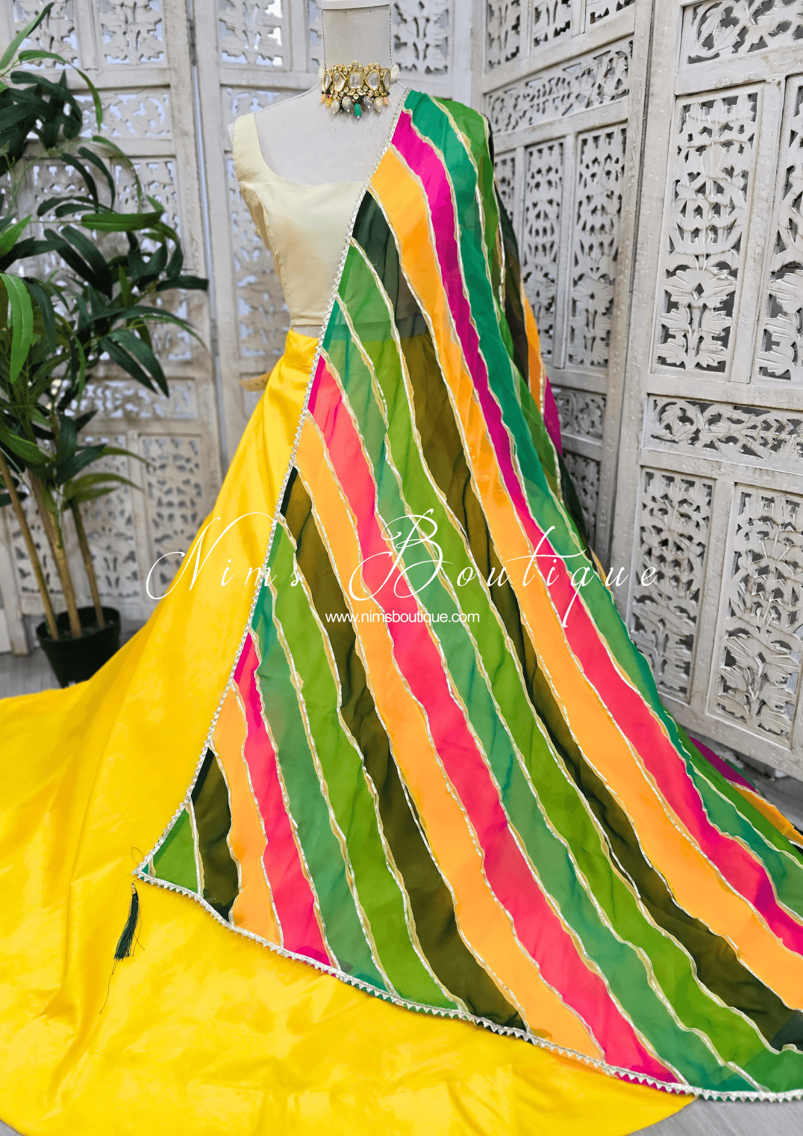 Nims Boutique Multicolour Stripe Georgette Dupatta/Chunni 6