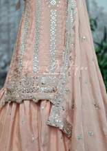 Nims Boutique Peach Zari Work sharara suit Size 16-18