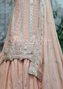 Peach Zari Work sharara suit (Size 16-18)