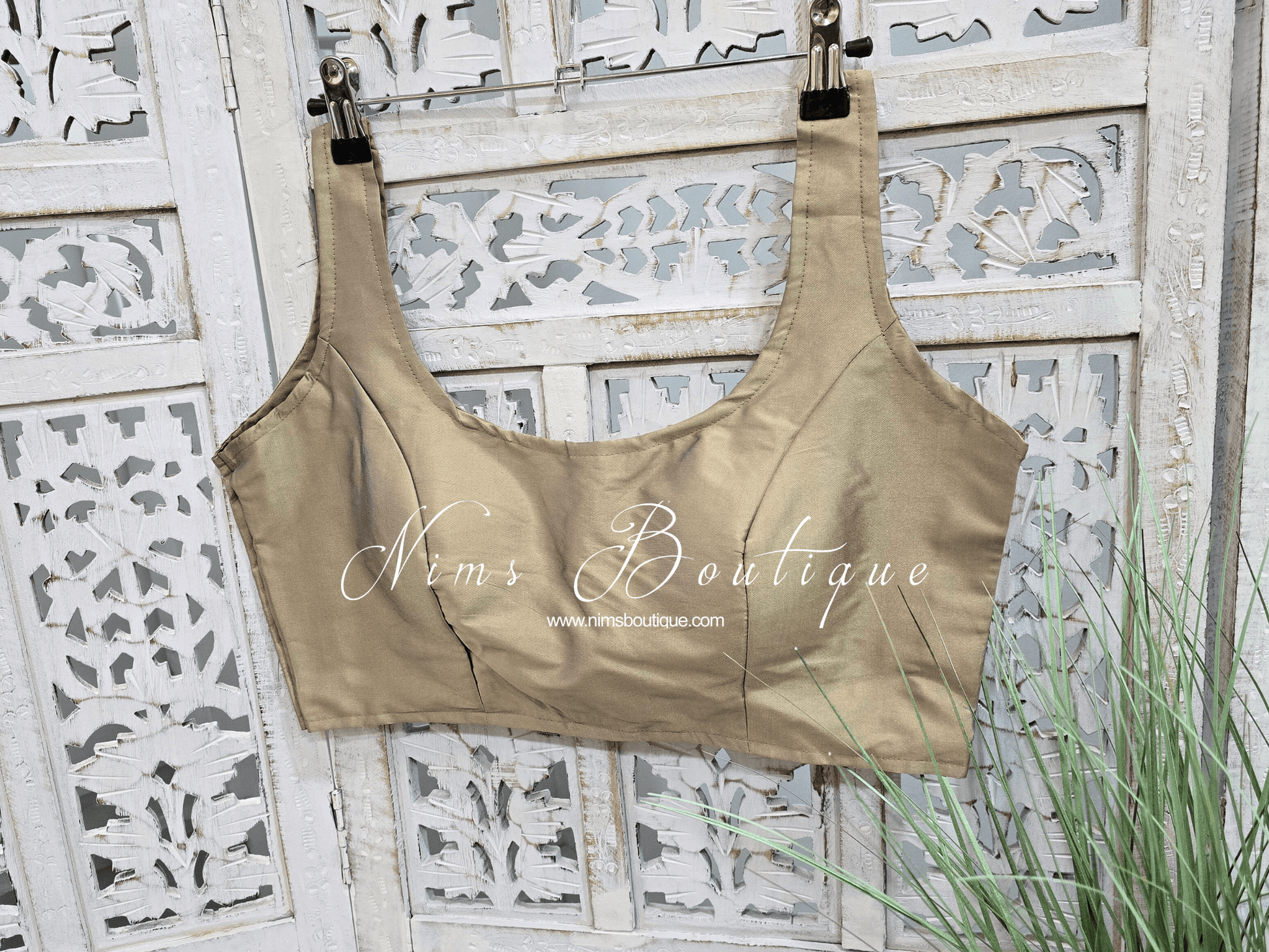 Nims Boutique The NB Light Bronze Tafetta Silk Blouse 10-14
