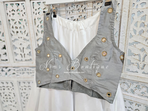 Rani Luxury Grey Silk Mirror Blouse (size 4-16)