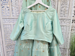 Mint Silk High Neck Blouse with sleeves (4-20)