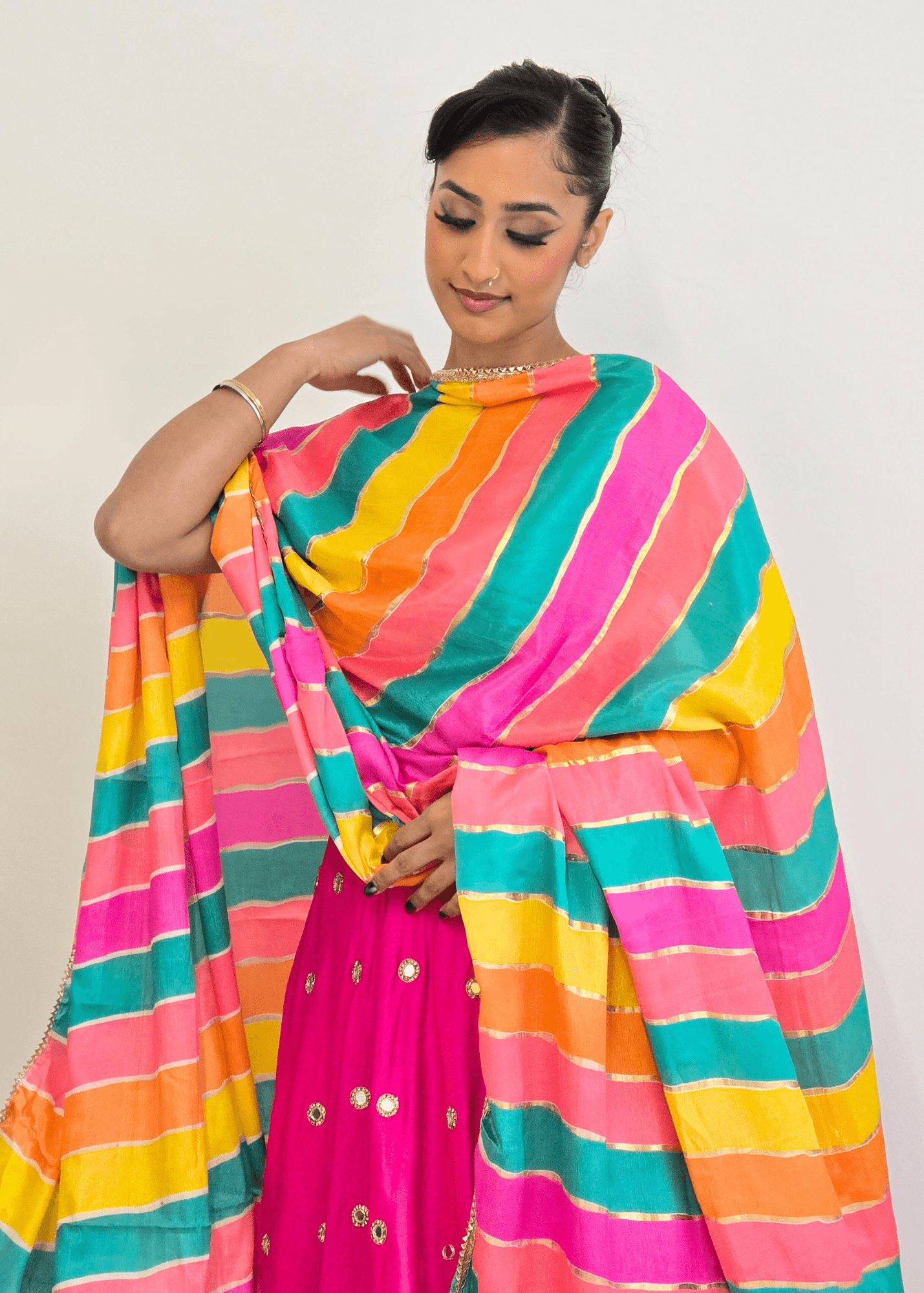 Nims Boutique Multicolour Stripe Georgette Dupatta/Chunni 3