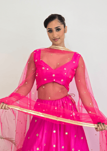 Nims Boutique Rani Luxury Hot Pink Silk Mirror Blouse size 4-16