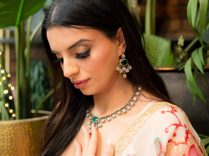 Nims Boutique Kavya Green Stone Jewellery Set