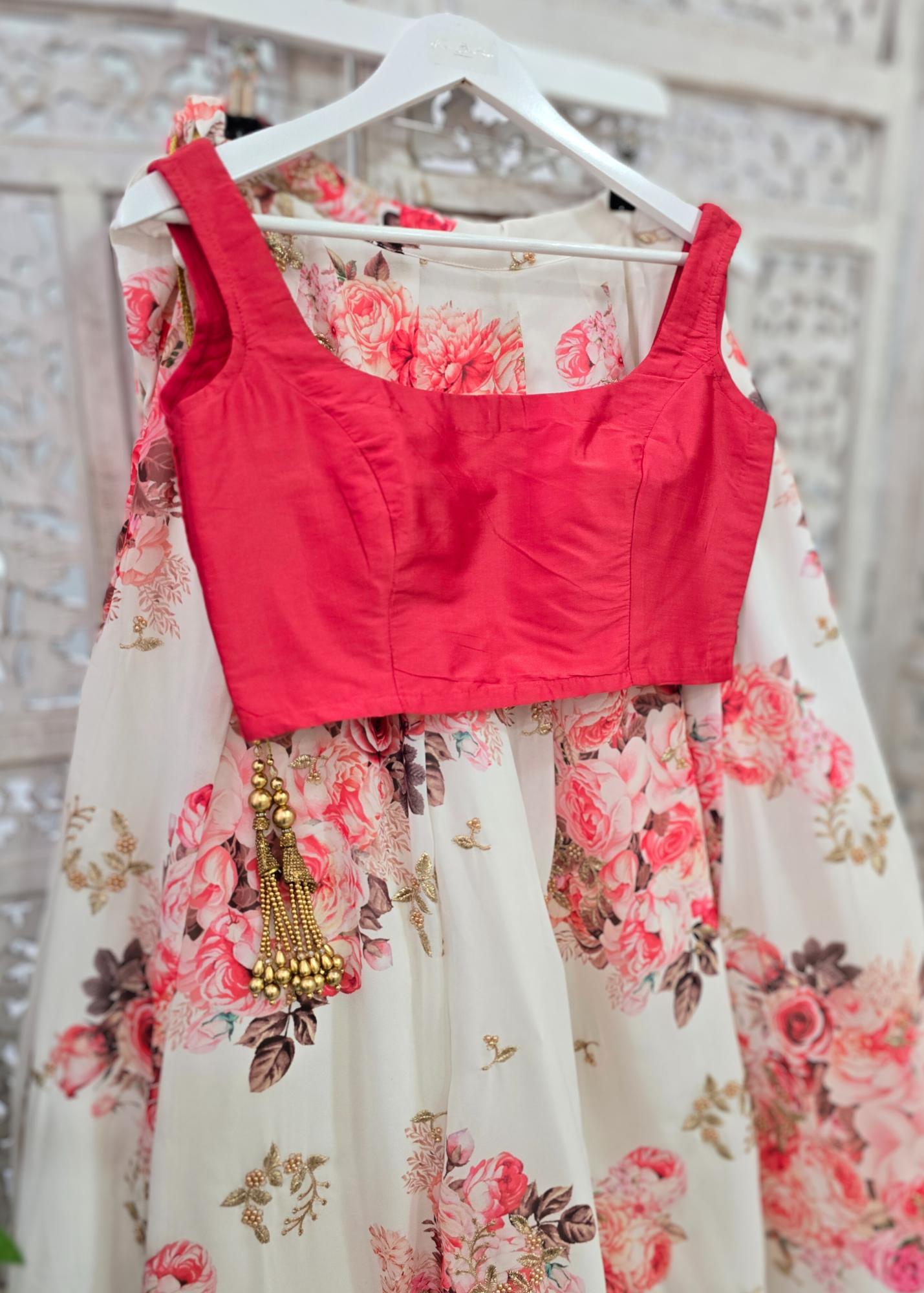 Sleeveless Coral Silk Blouse (8-28)