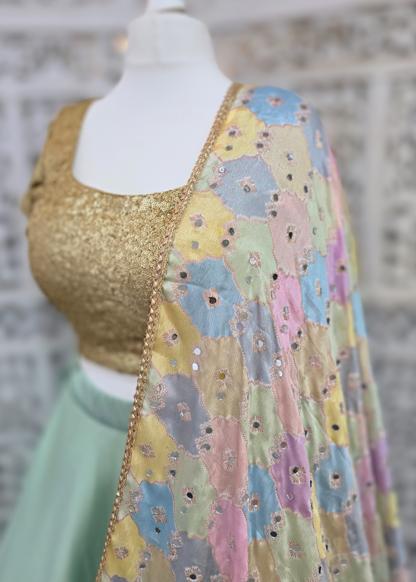 Sitara Luxury Pastel Multicolour Mirror Dupatta/Chunni