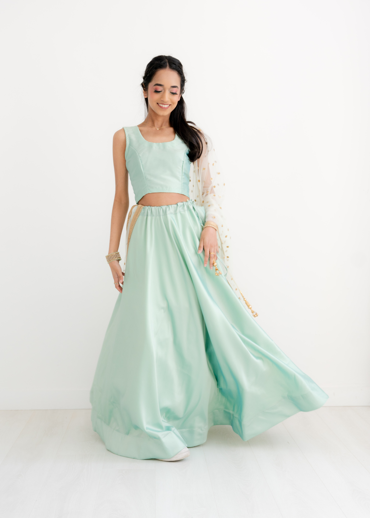 Readymade Mint Silk skirt/lehnga (sizes 4-22)