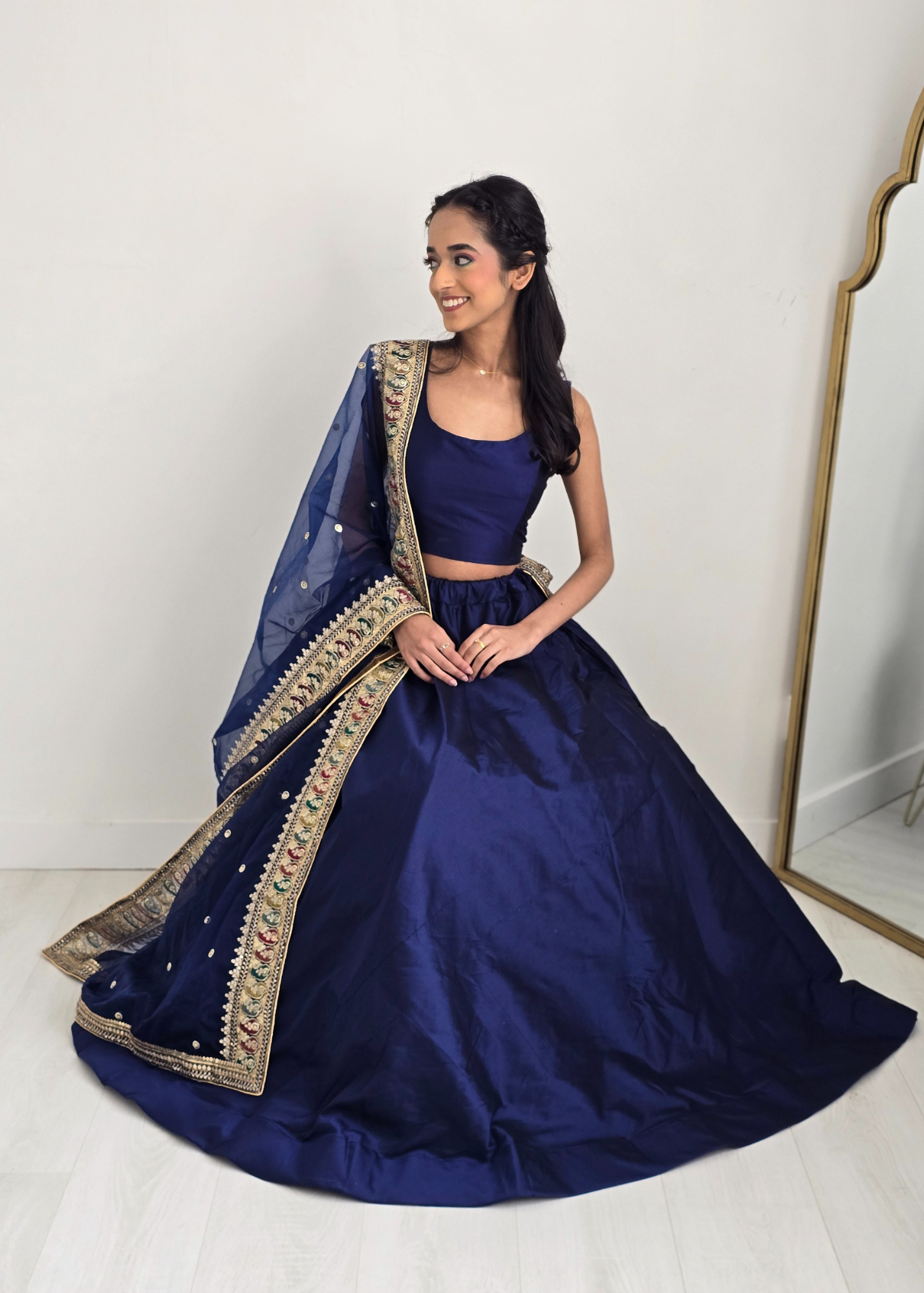 Readymade Navy Silk skirt/lehnga (sizes 4-22)