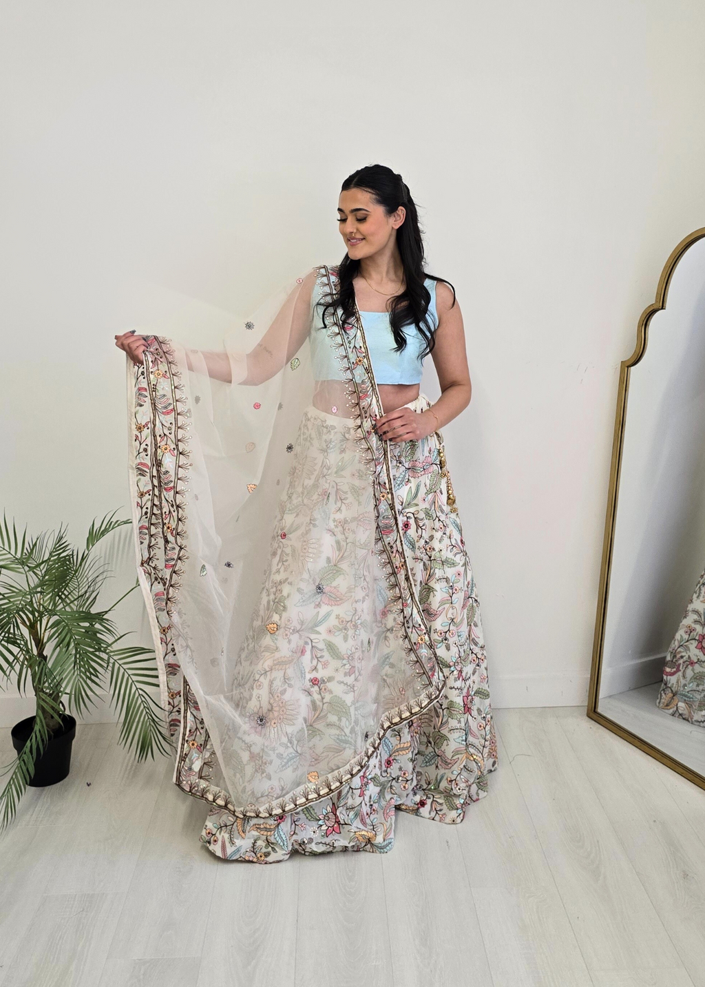 Sarika White Multicolour Embellished Luxury Skirt (sizes 4-22)