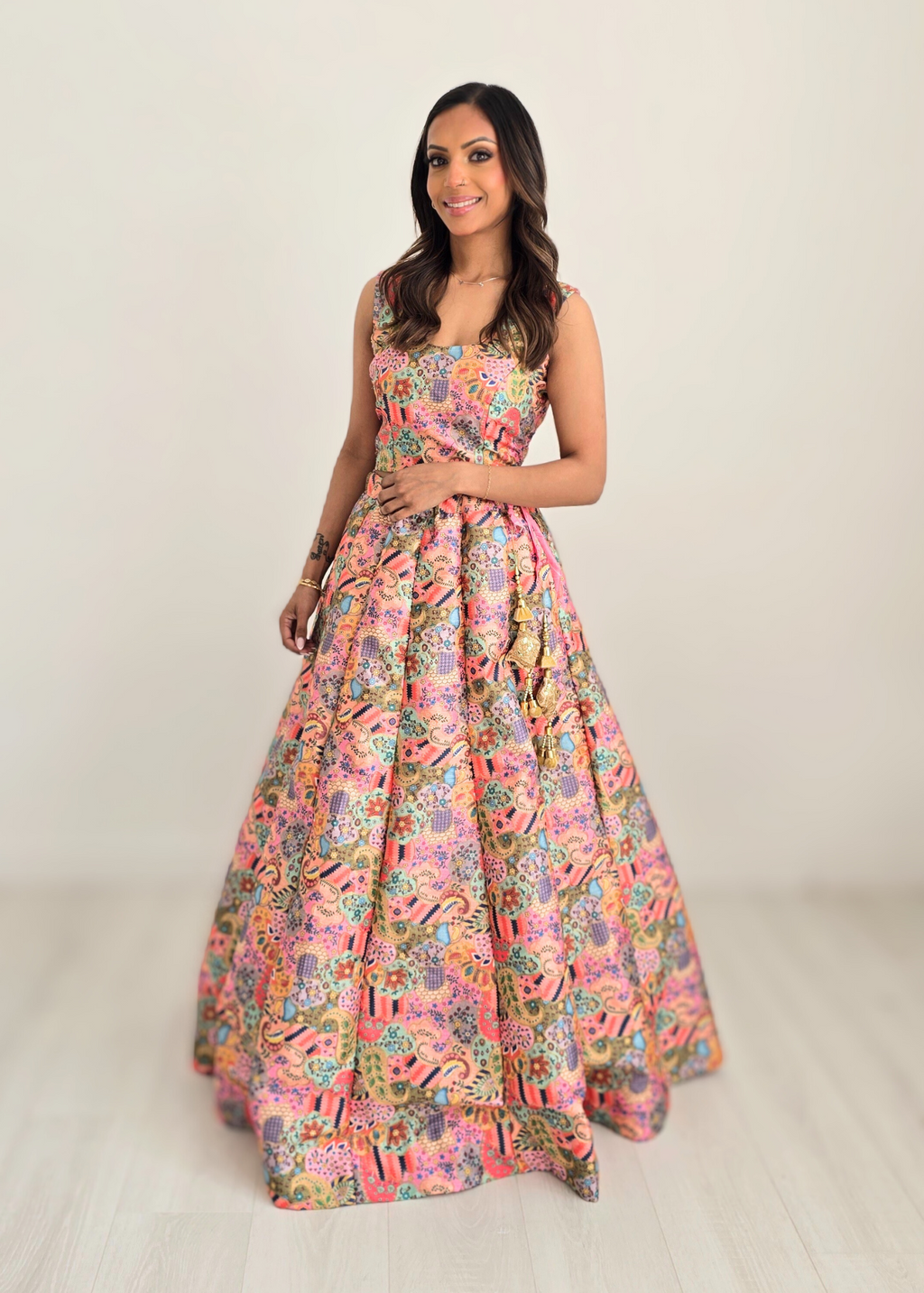 Suraiya Luxury Pinks Printed Skirt (sizes 6-18)