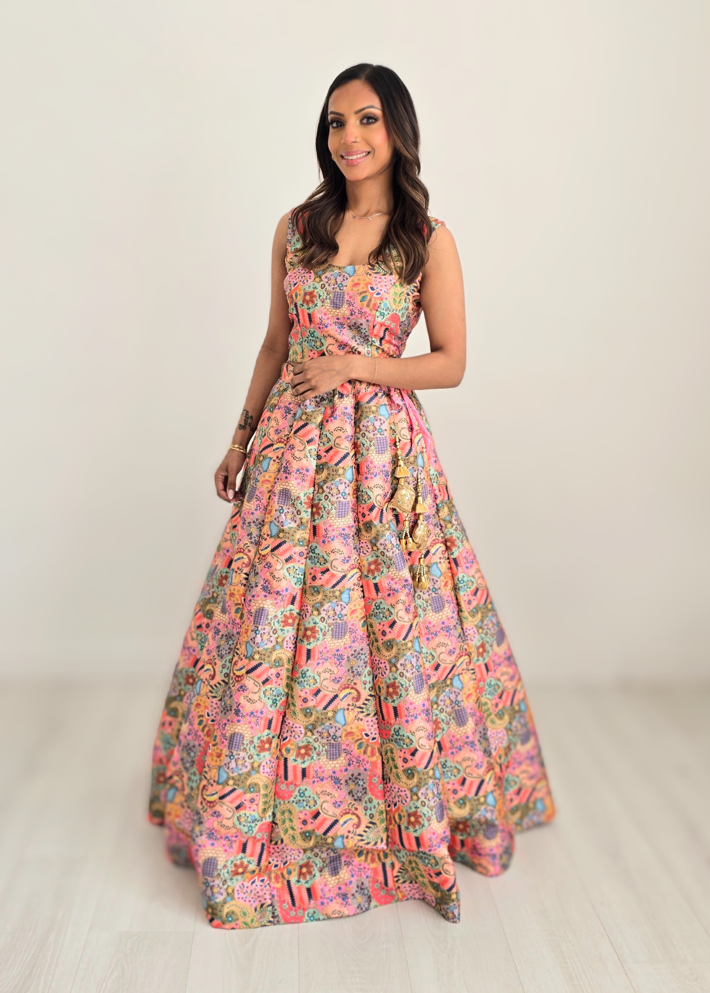 Suraiya Luxury Pinks Printed Skirt (sizes 6-18)