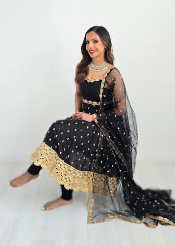 The NB Luxury Black Silk Anarkali with Pajami (size 4-16)