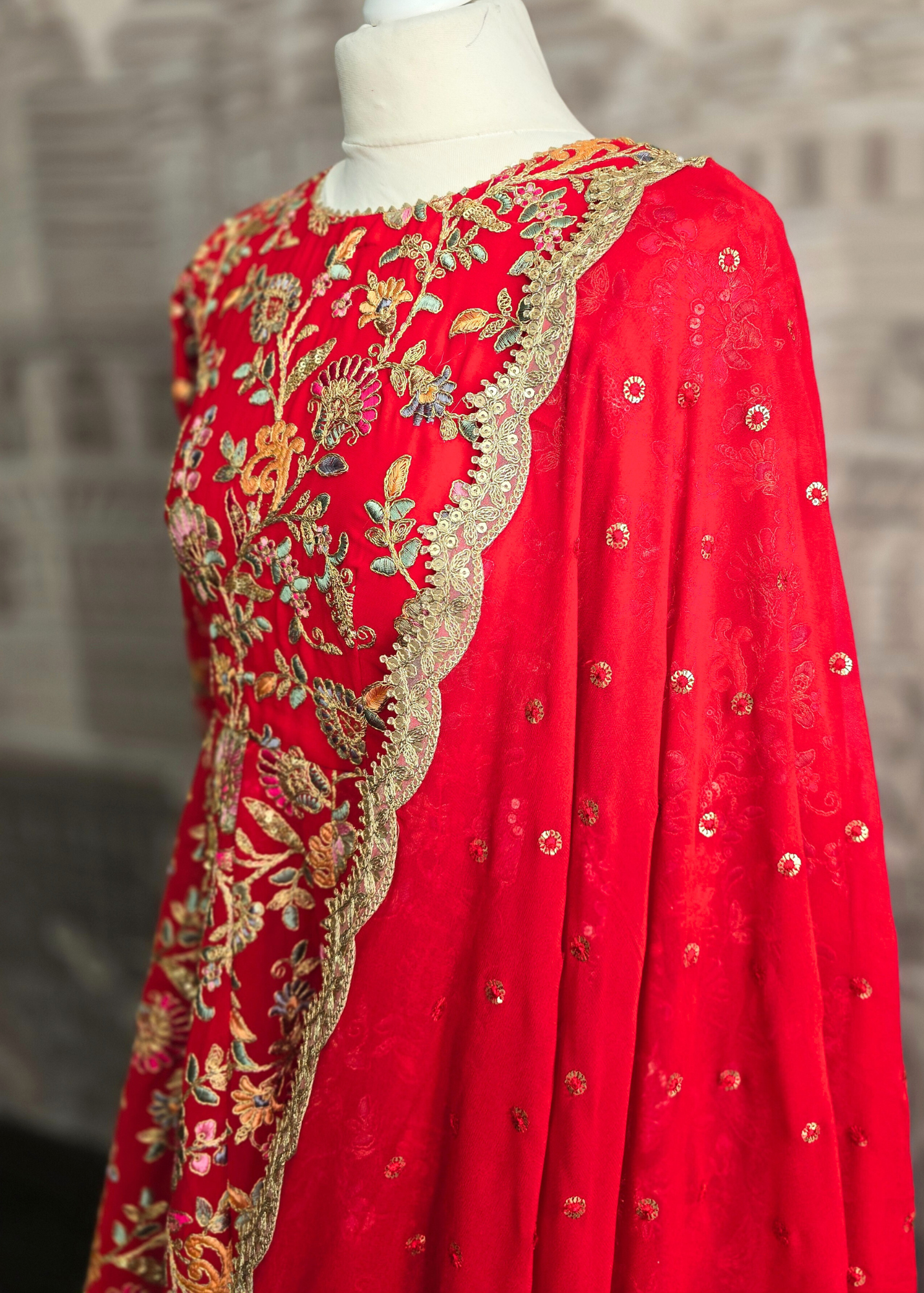 Amrita Red & Multicolour Anarkali Pajami Suit (sizes 6-10)