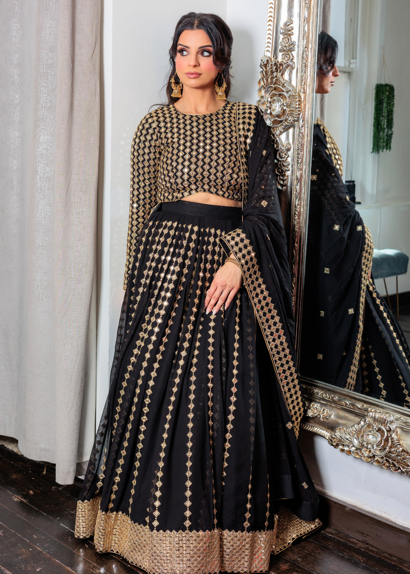 Karina Luxury Black & Gold Lehnga (sizes 6-14)