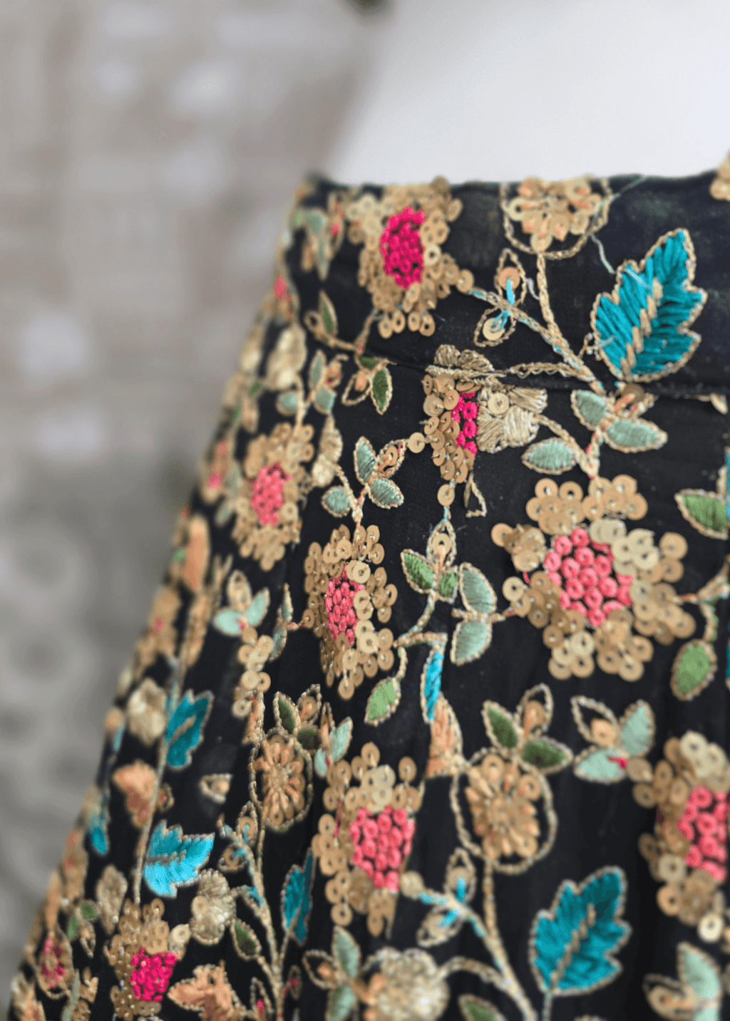 Aditi Luxury Black Multicolour Lehnga (sizes 6-16)