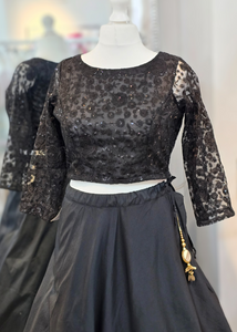 Ayesha Black Net Long sleeved Blouse (size 4-24)