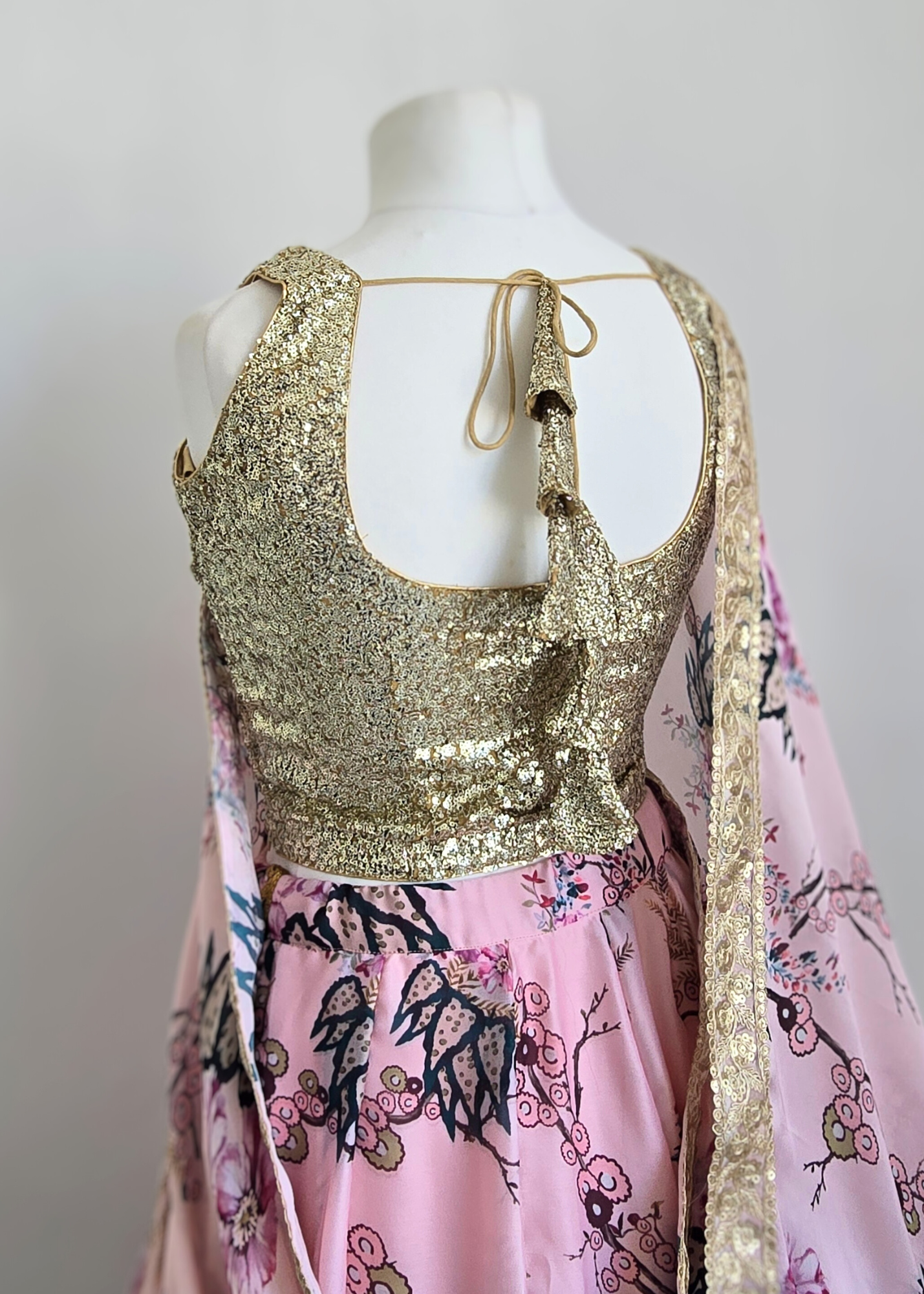 Gold Sequin Sleeveless Blouse Longer length with latkans (4-26)