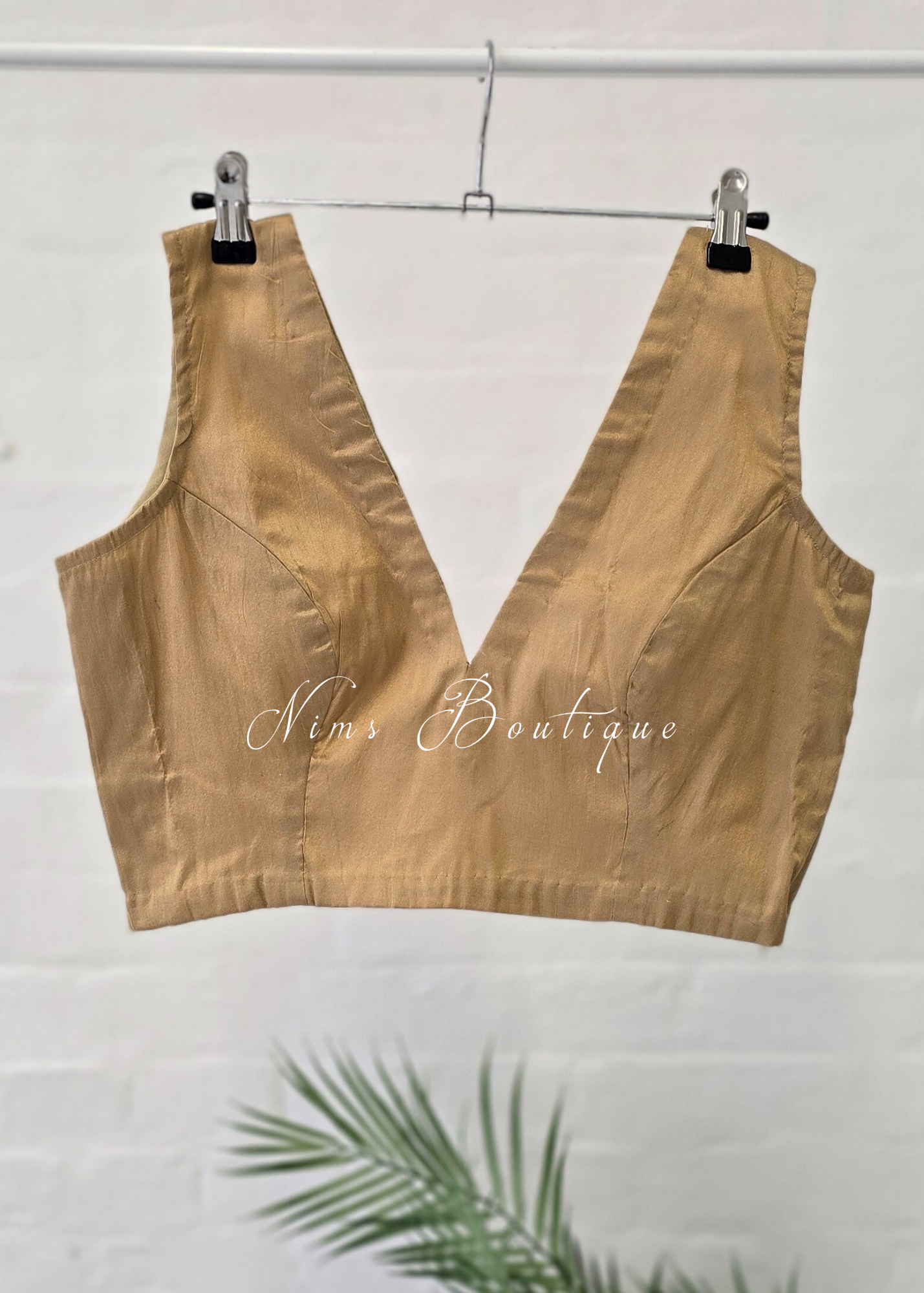 Gold Luxury Silk V Neck Blouse (size 4-12)