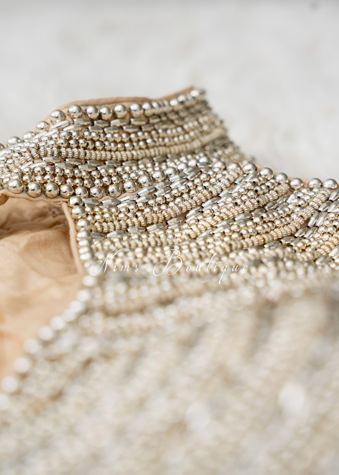 Delilah NB Luxury Ivory Beaded Halterneck Blouse (one size)