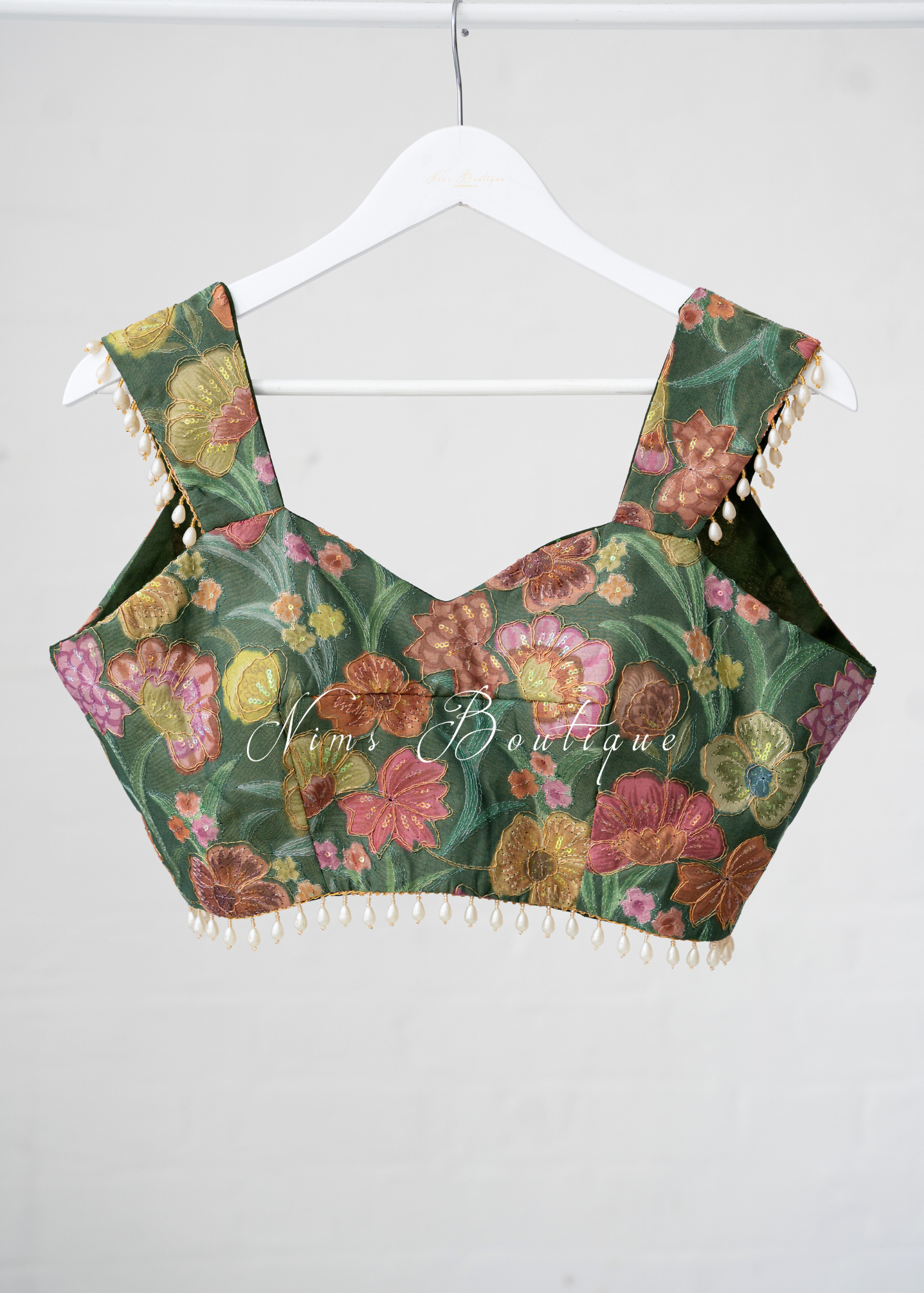 Willow NB Green Floral Blouse (one size)