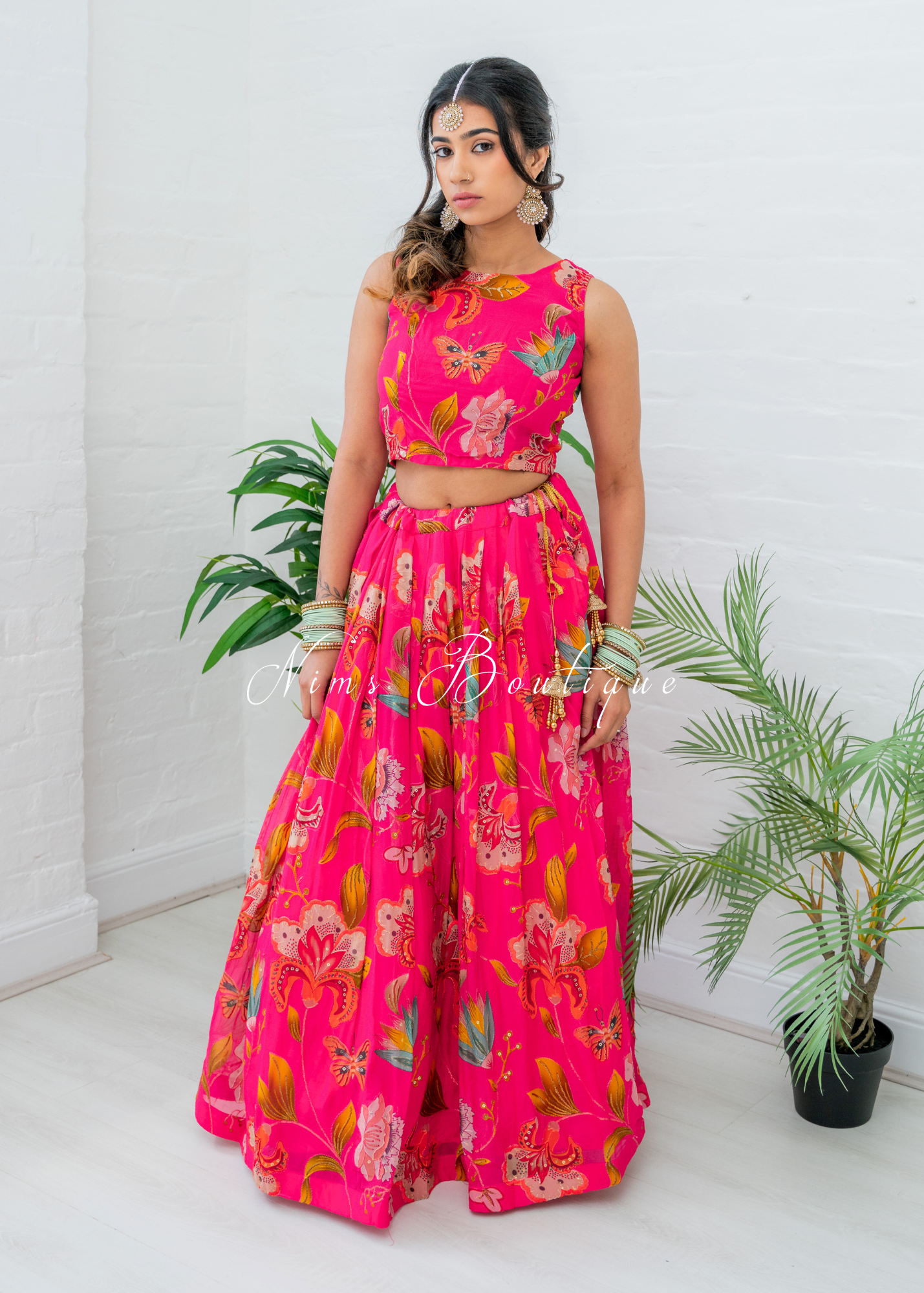 Lillianna Hot Pink Floral readymade skirt/lehnga (size 4-18)