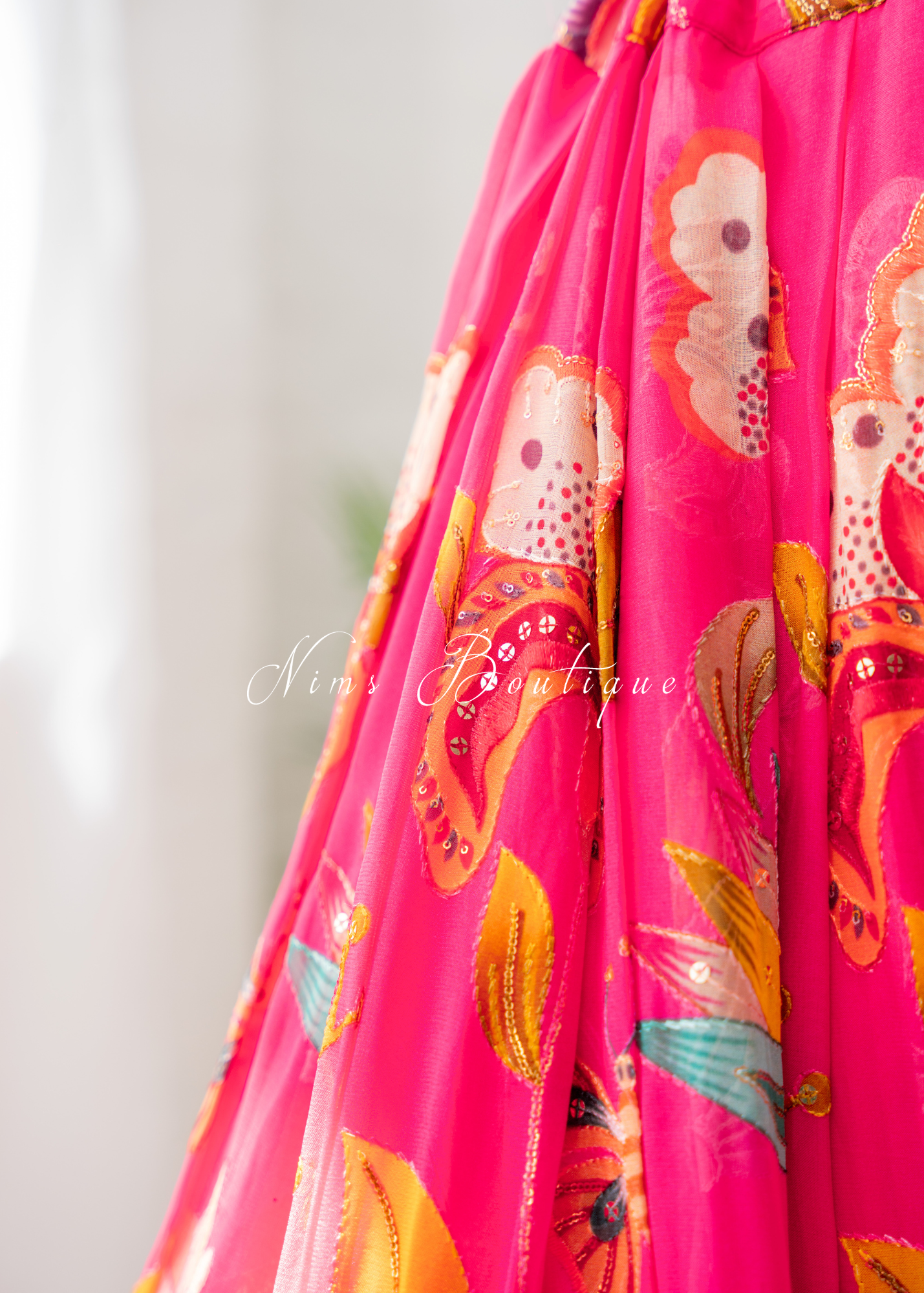 Lillianna Hot Pink Floral readymade skirt/lehnga (size 4-18)