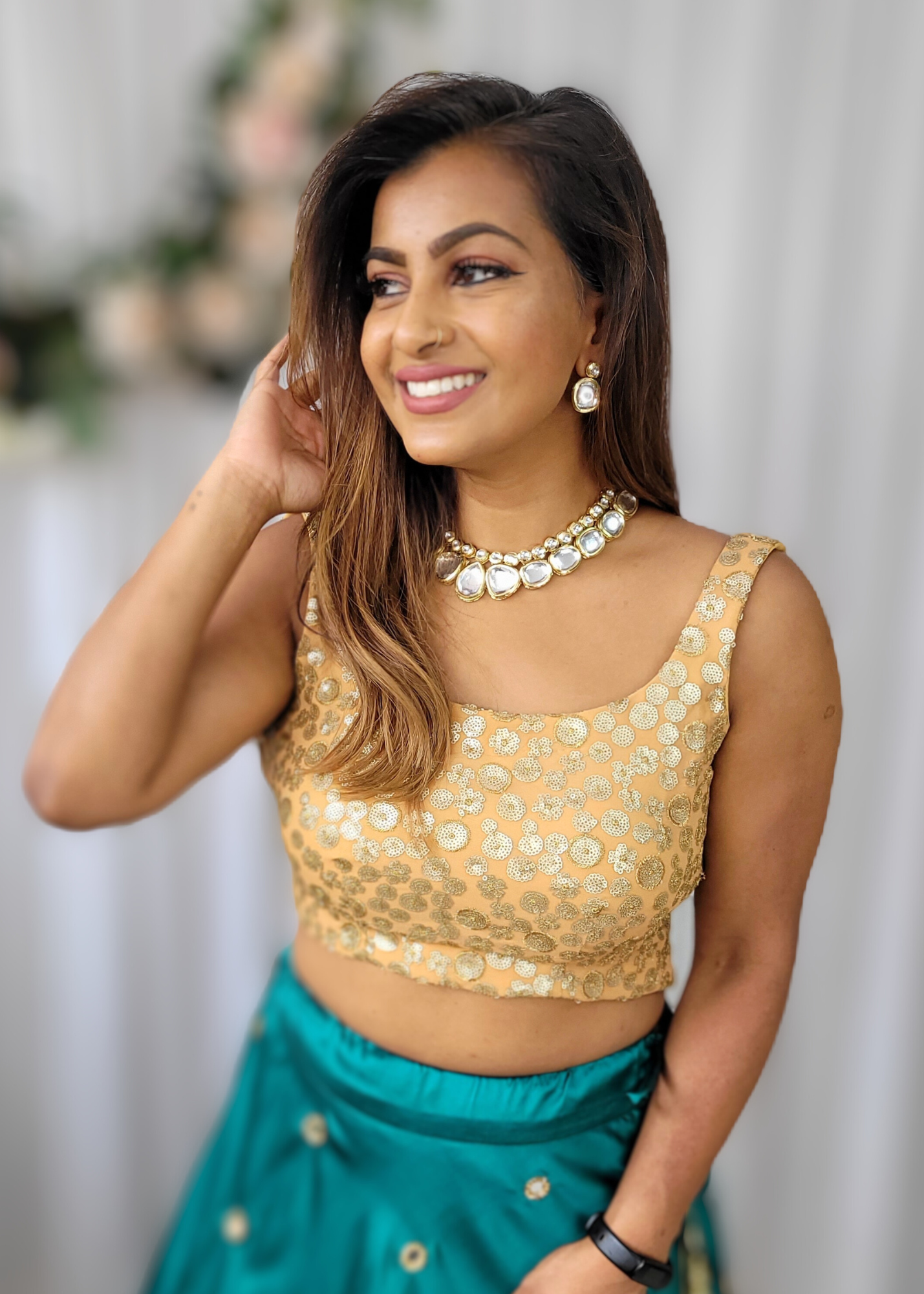 Luxury NB Gold Sequin Bow Blouse (size 4-20)