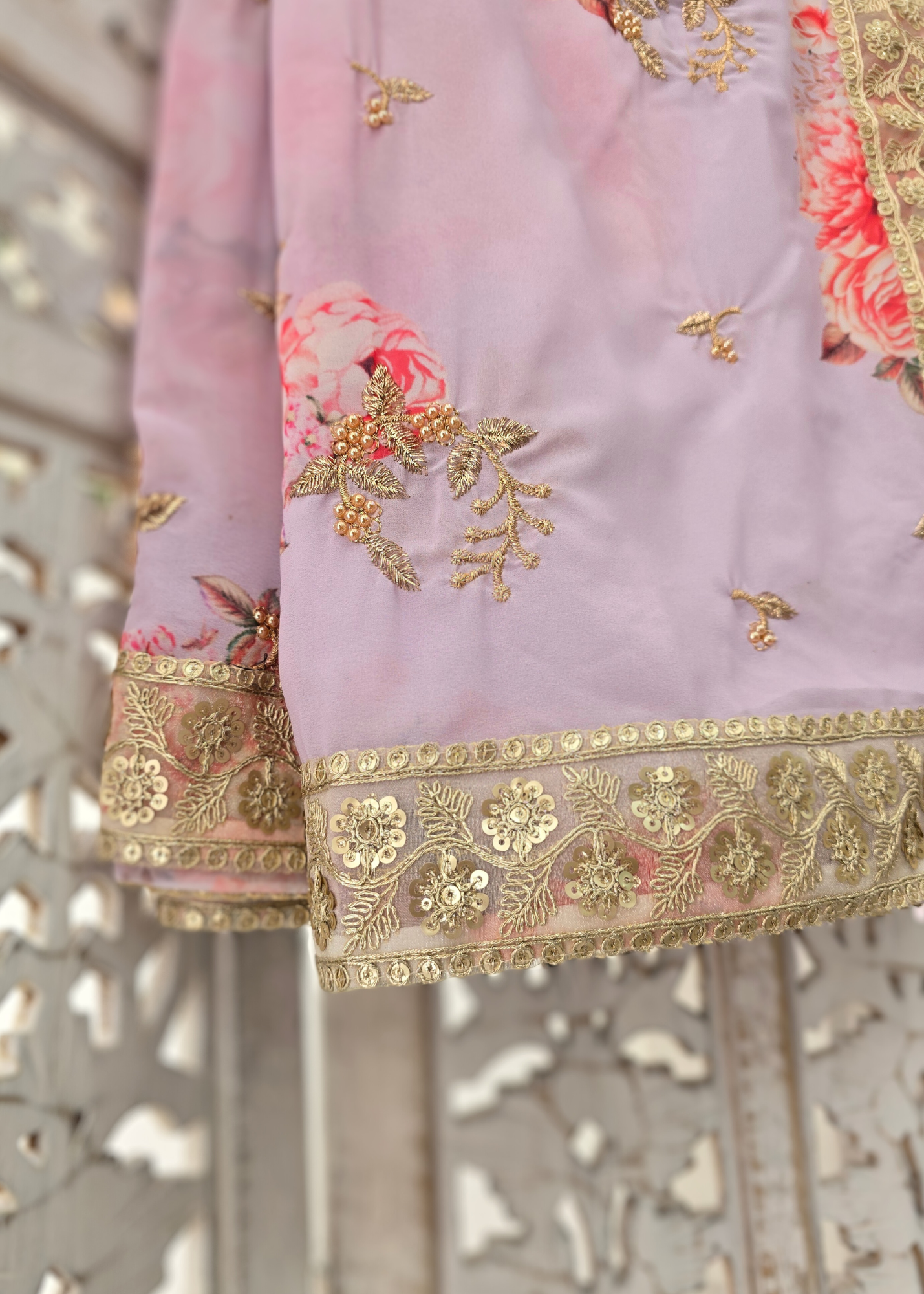 Limited Edition Lilac Floral Georgette Dupatta/Chunni