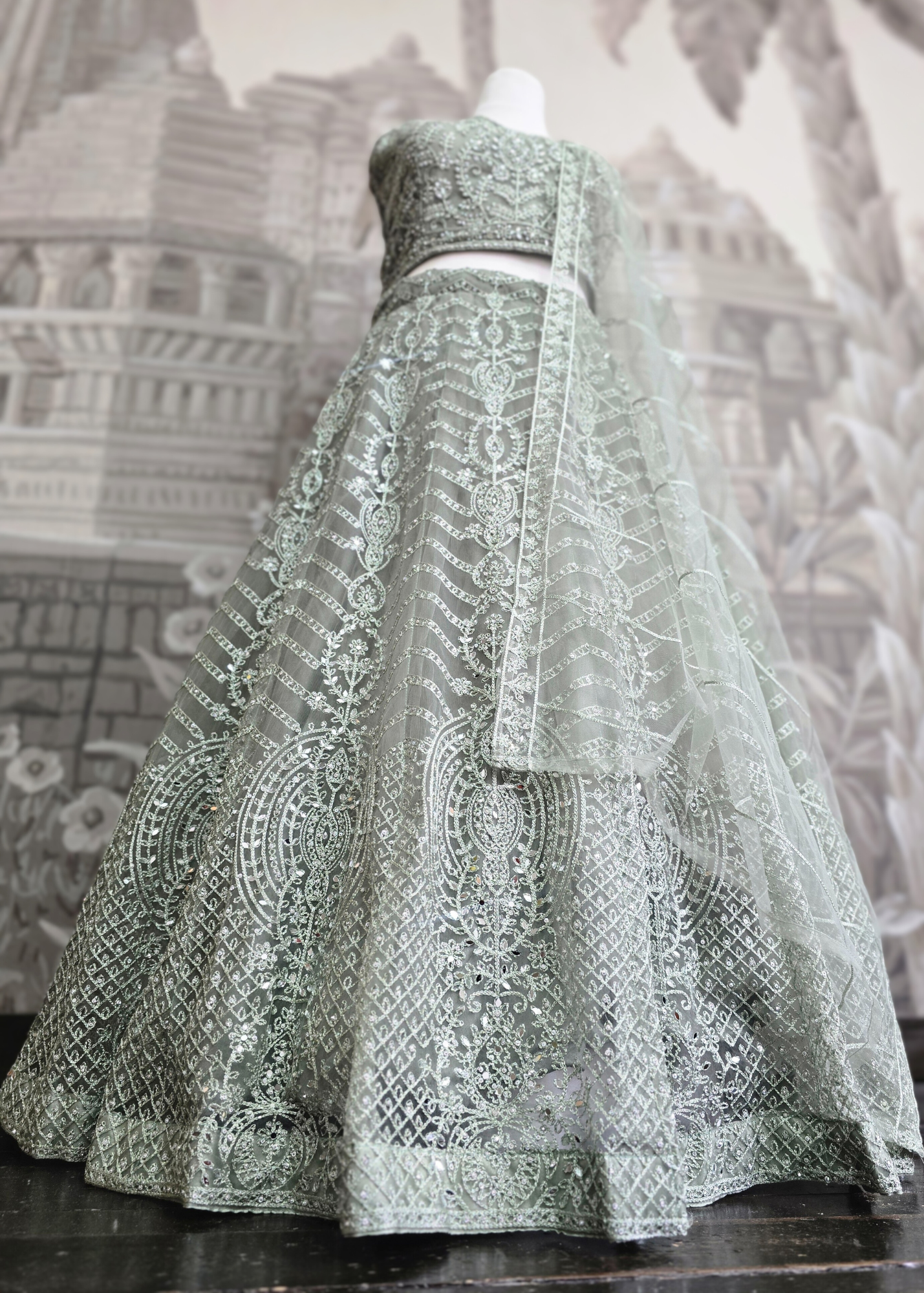 Luxury Pistachio Green Lehenga (size 18-20)
