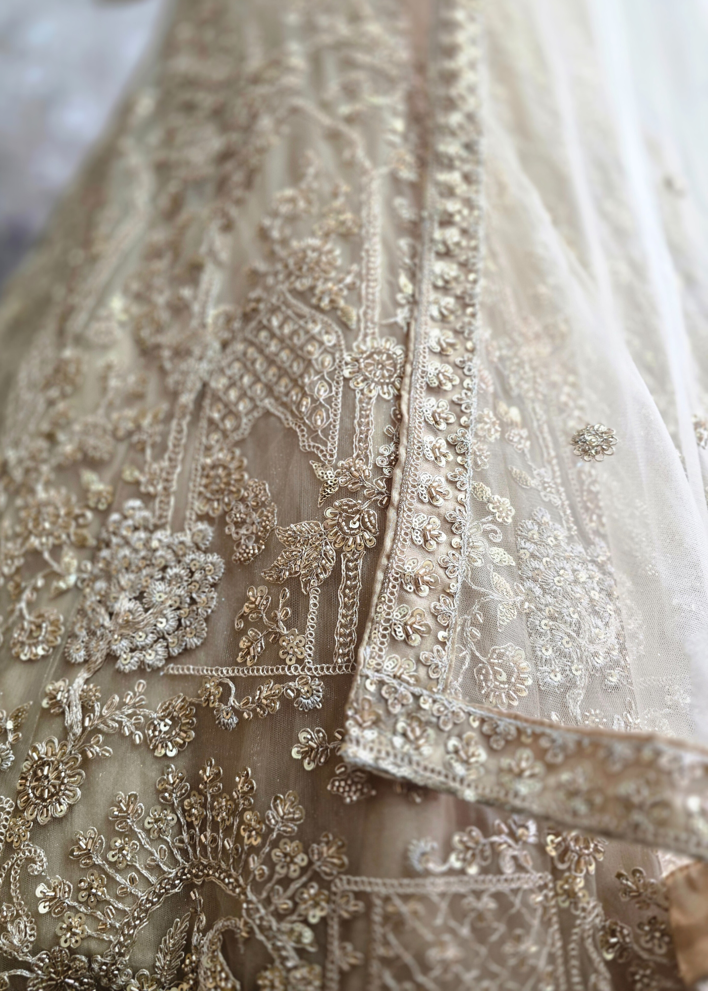 Luxury Champagne Gold Lehenga (size 12)