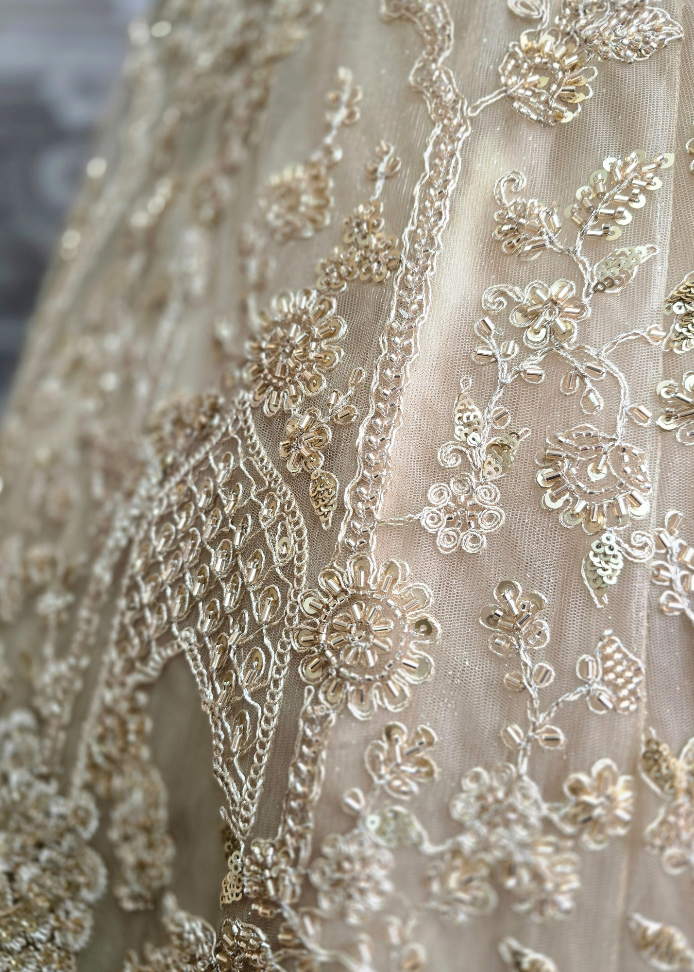 Luxury Champagne Gold Lehenga (size 12)