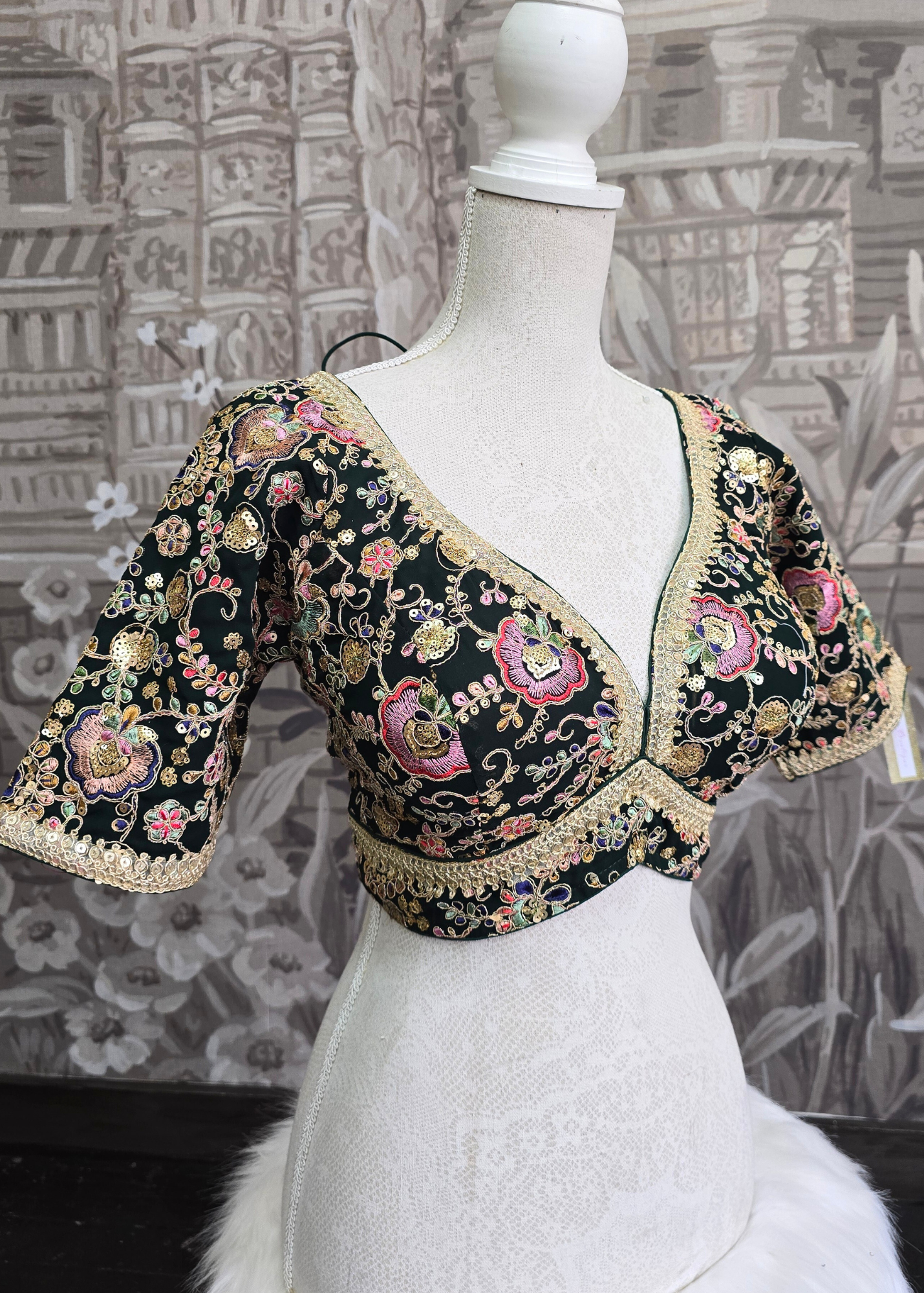 Genelia Dark Green Embroidered Blouse (10-12)