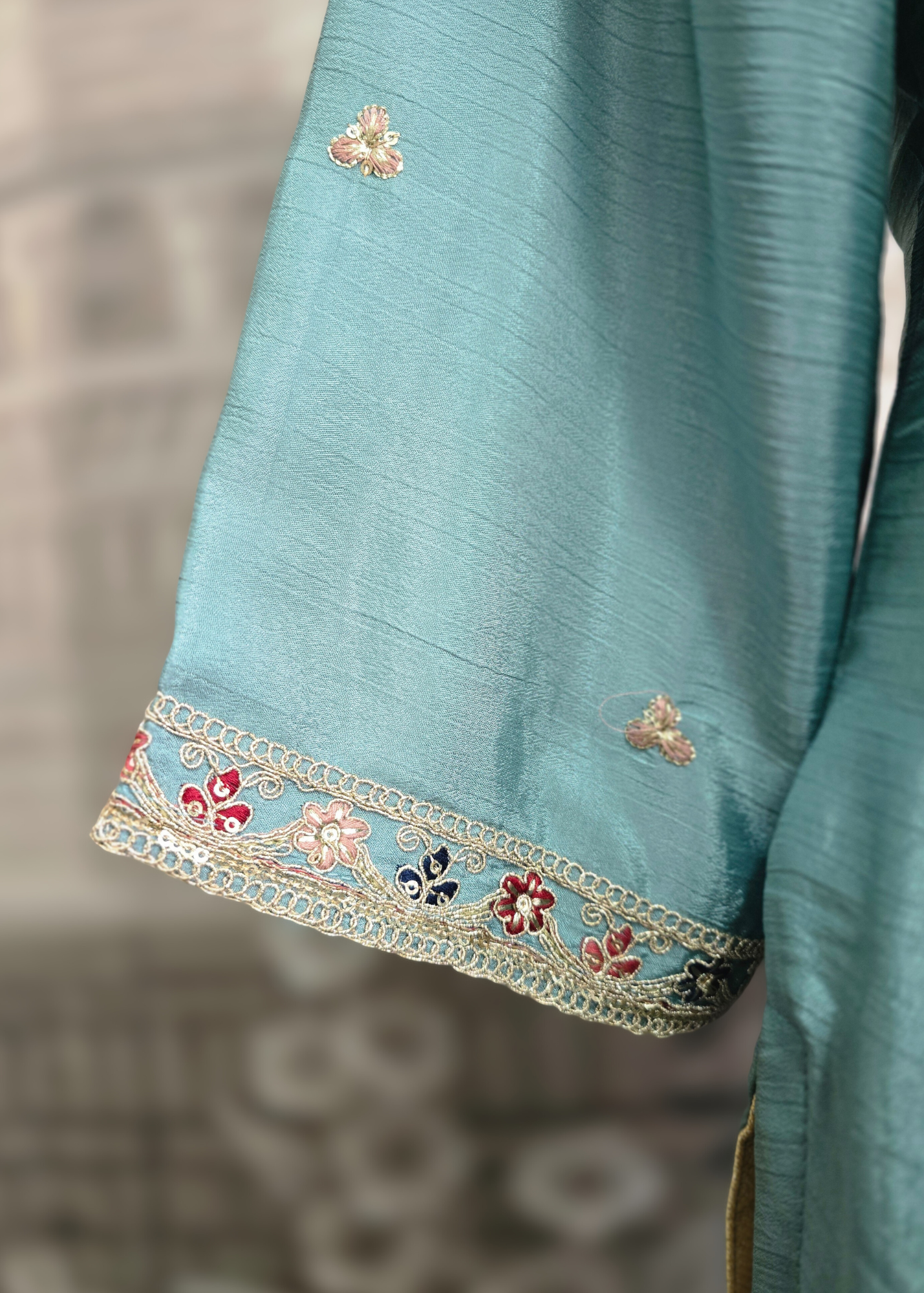 Luxury Blue Embroidered Sharara Suits (Sizes 16-20)