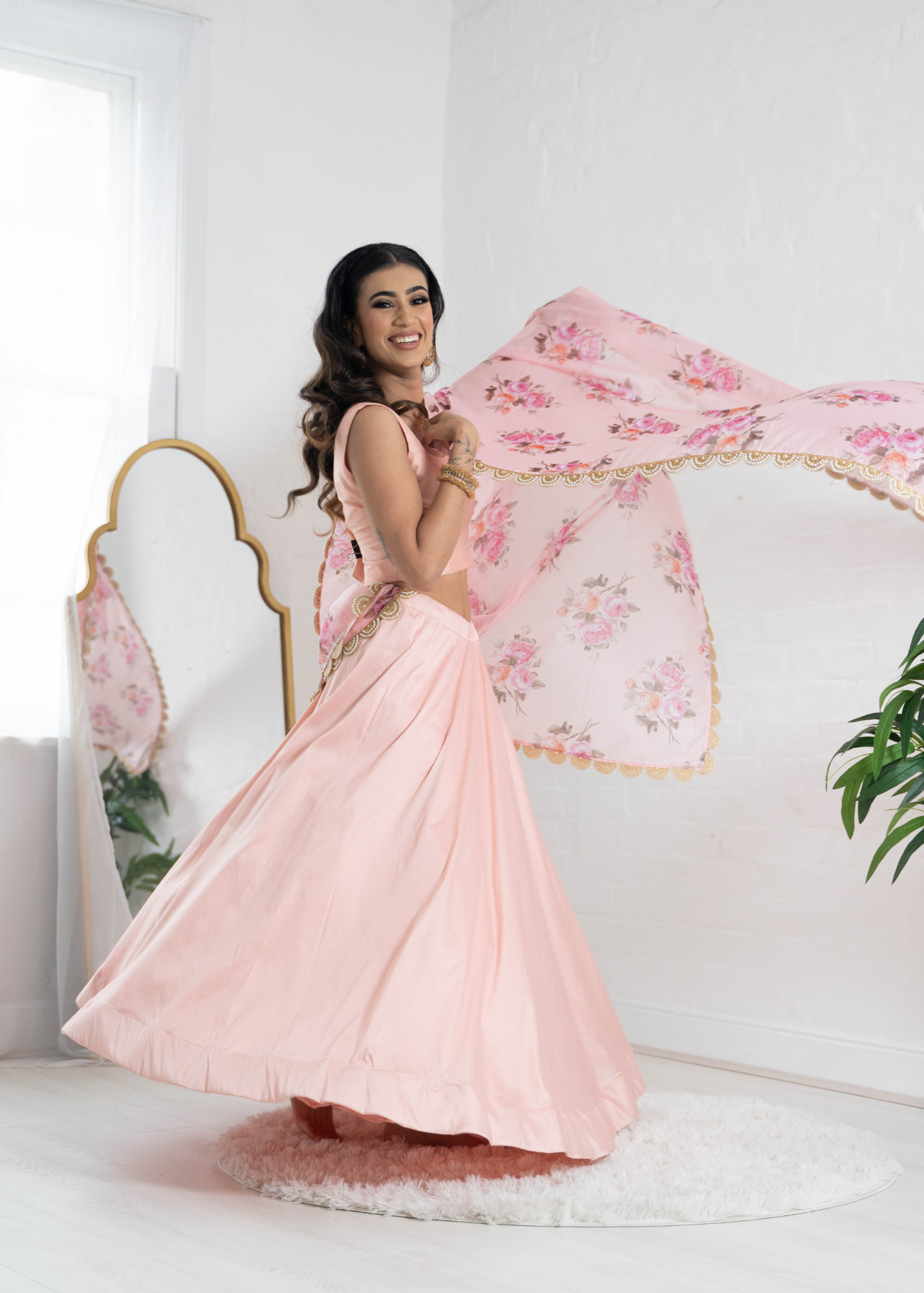 Readymade Peach Silk skirt/lehnga (sizes 4-20)