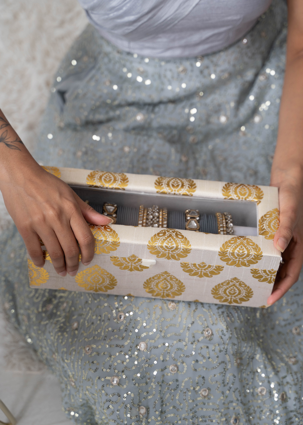 Ivory Brocade Bangle Box