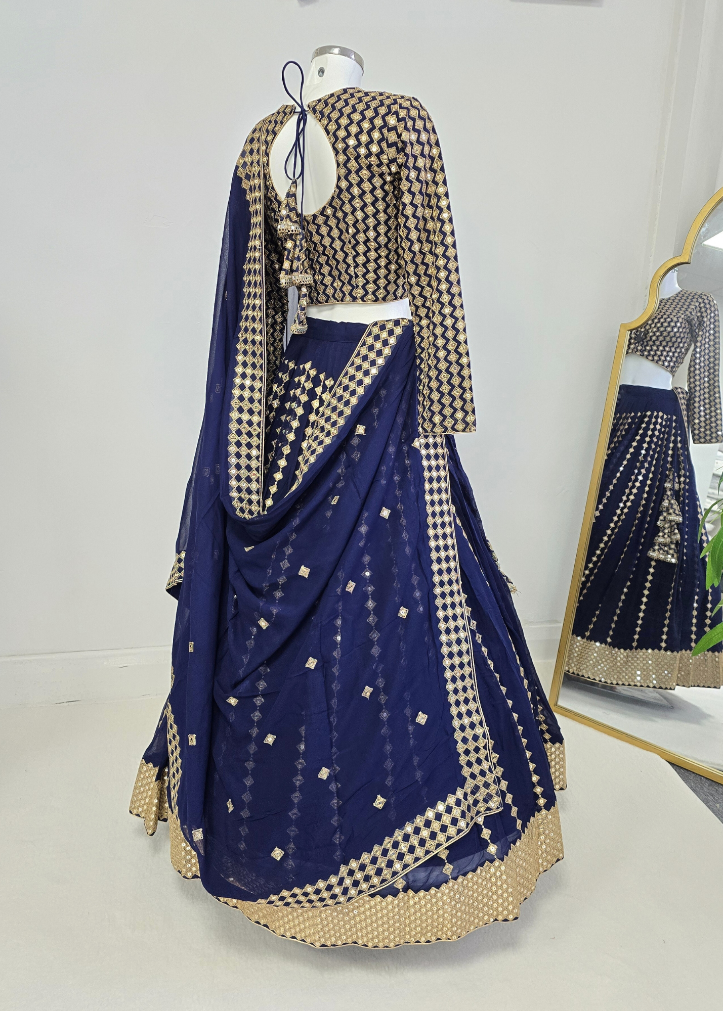 Karina Luxury Navy & Gold Lehnga (sizes 6-14)