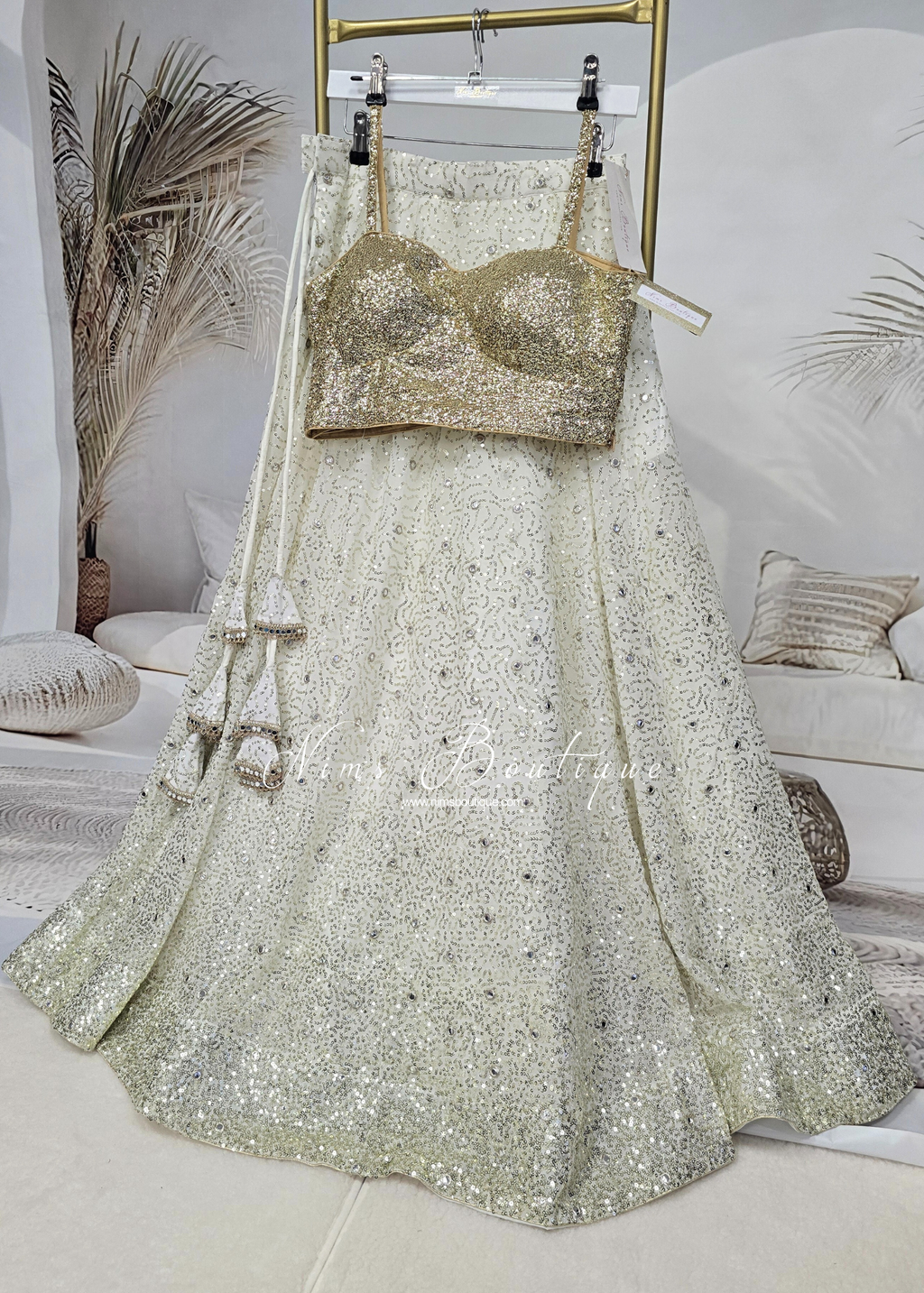 Arya Ivory & Gold Sequin Luxury Skirt (sizes 4-14)