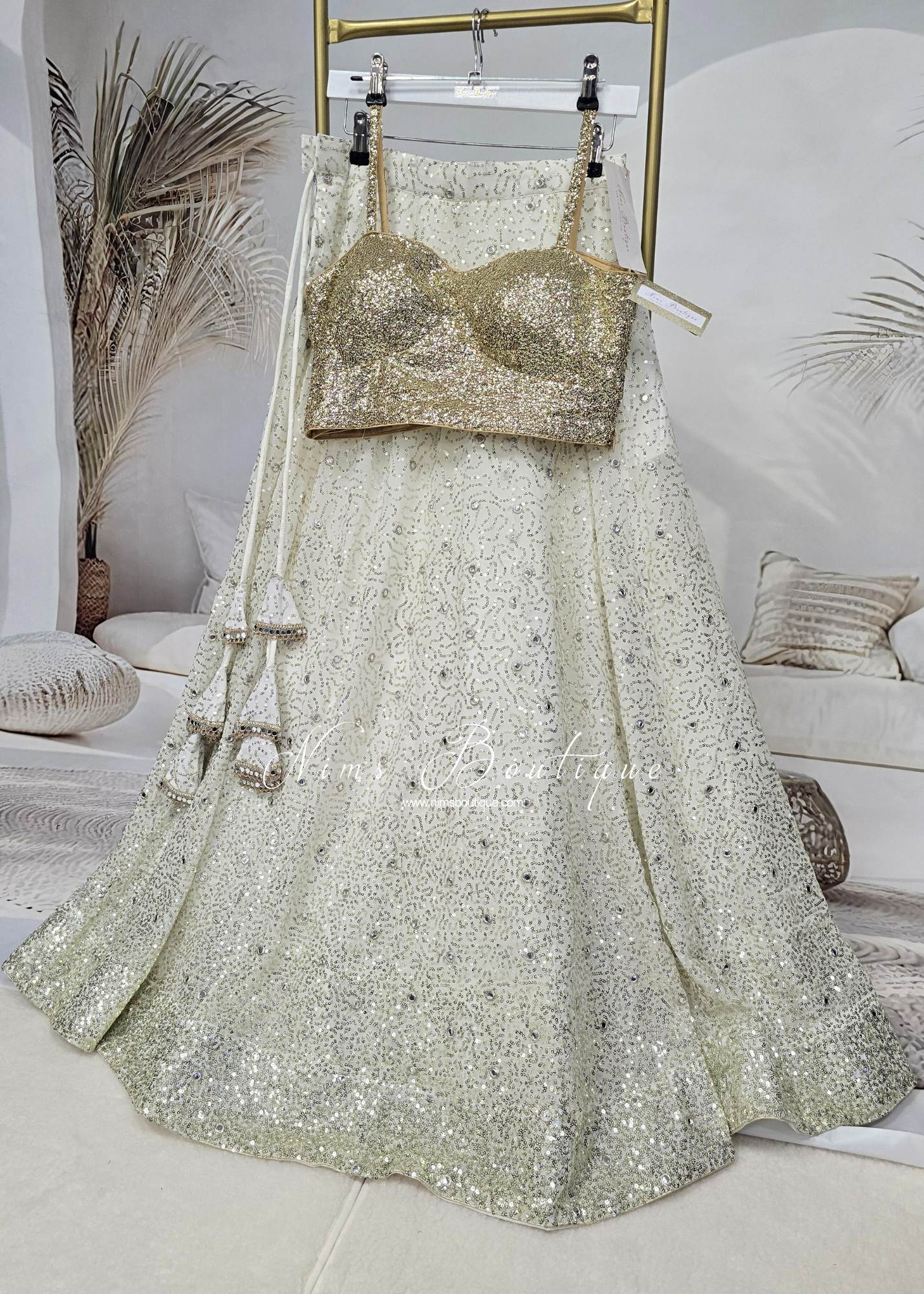 Arya Ivory & Gold Sequin Luxury Skirt (sizes 4-14)