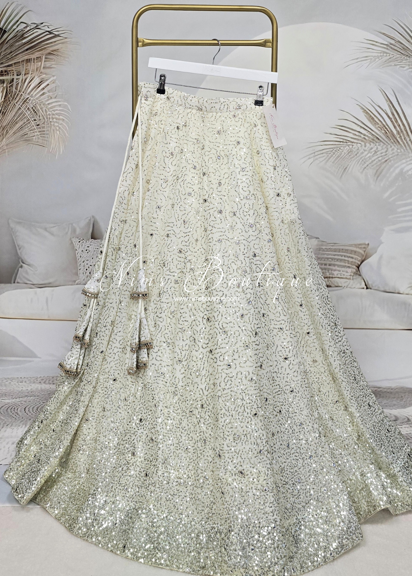 Arya Ivory & Gold Sequin Luxury Skirt (sizes 4-14)