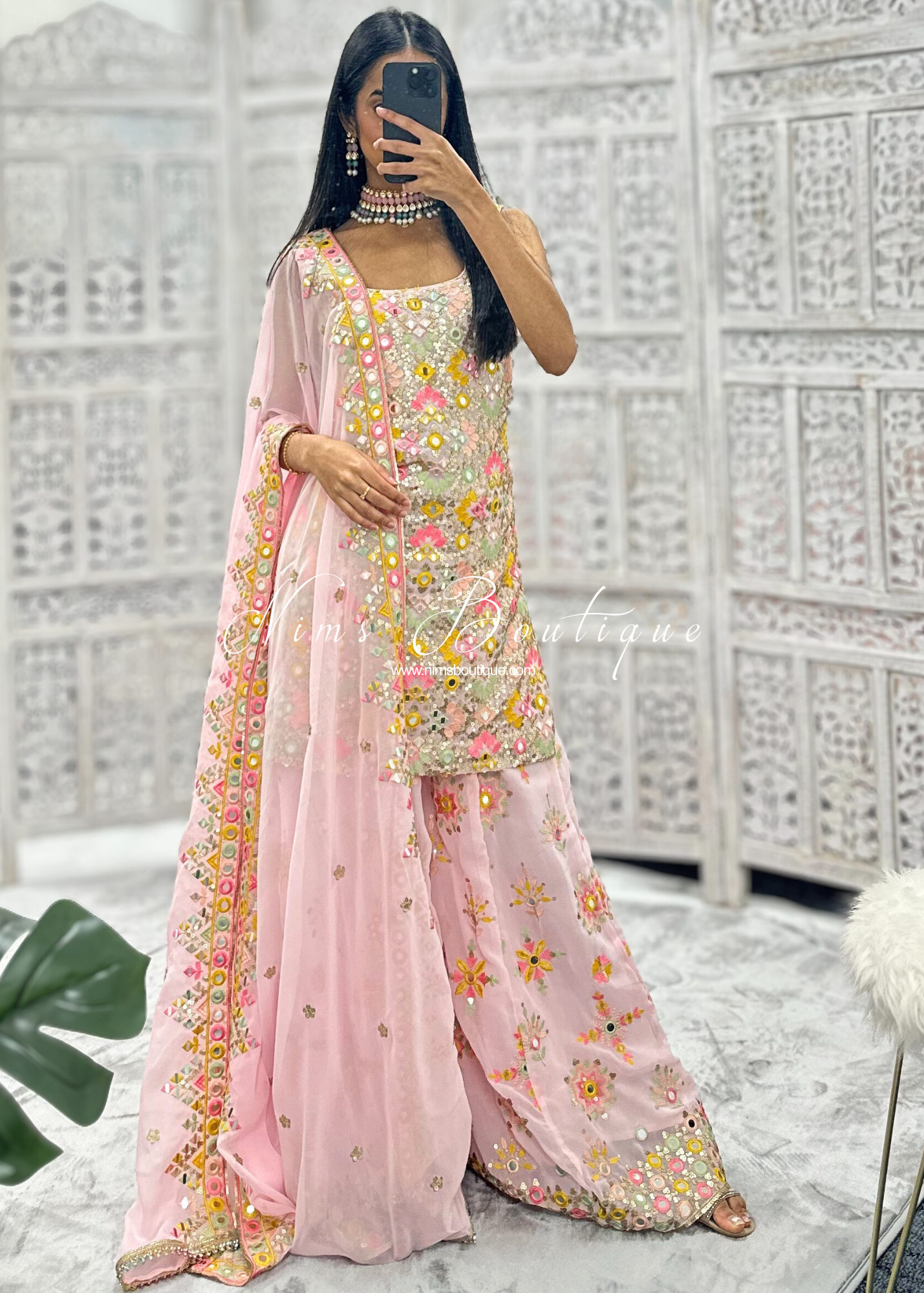 Cienna Luxury Pink Pastel Sleeveless Sharara Suit (4-18)