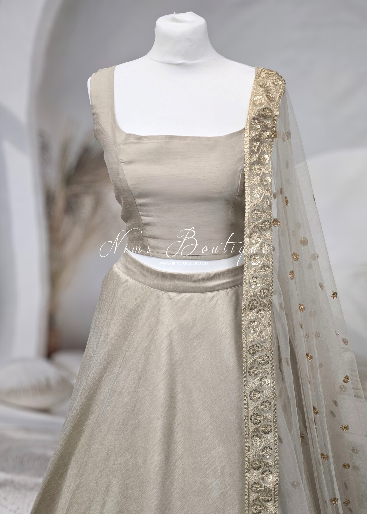 Saloni Sleeveless Champagne Raw Silk Blouse (4-20)
