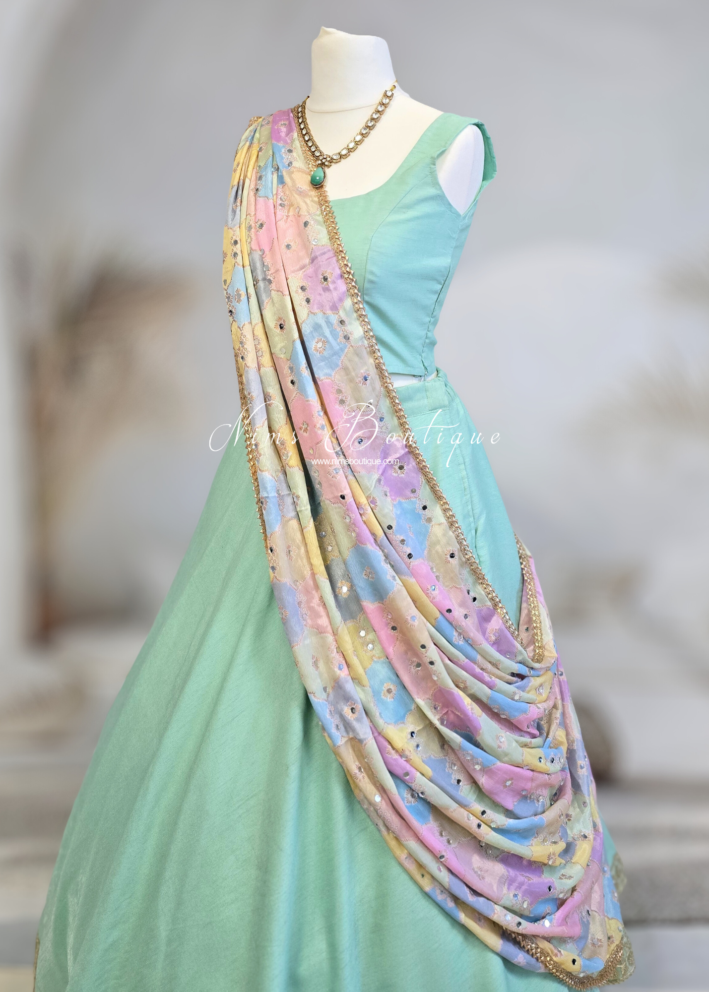 Sitara Luxury Pastel Multicolour Mirror Dupatta/Chunni